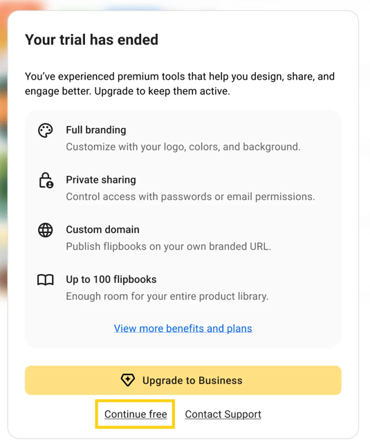 your trial has ended click on the continue free-mh (1)