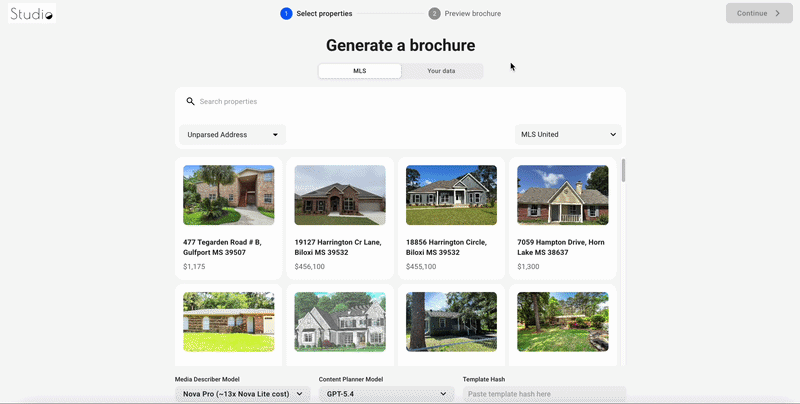 Paste your property data into the text box to generate a brochure