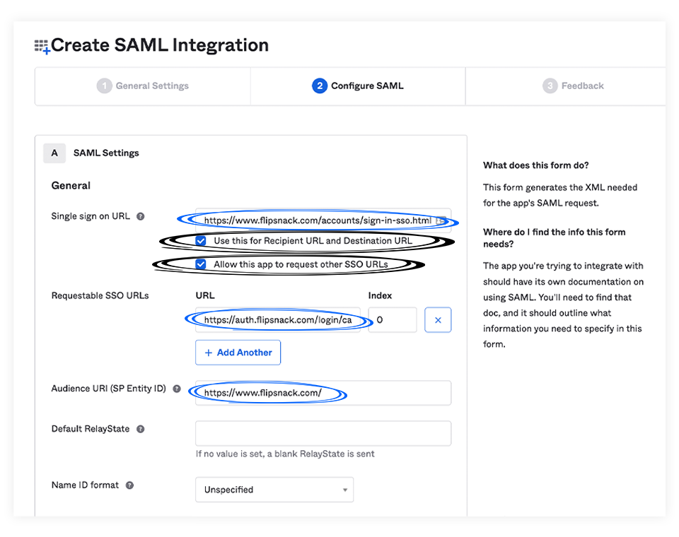 How to create SAML integration 