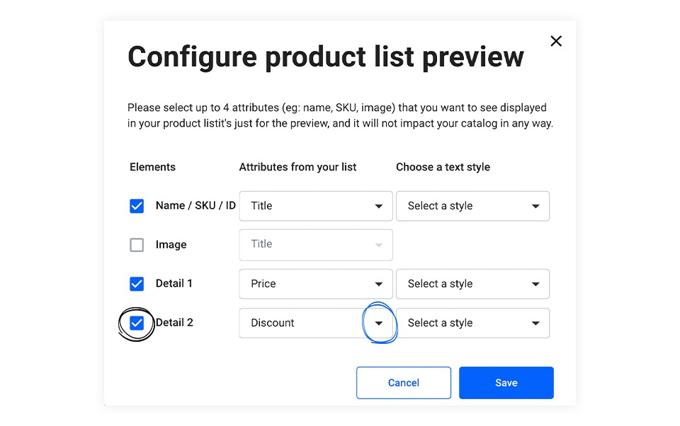 Configure product list preview presented in Flipsnack