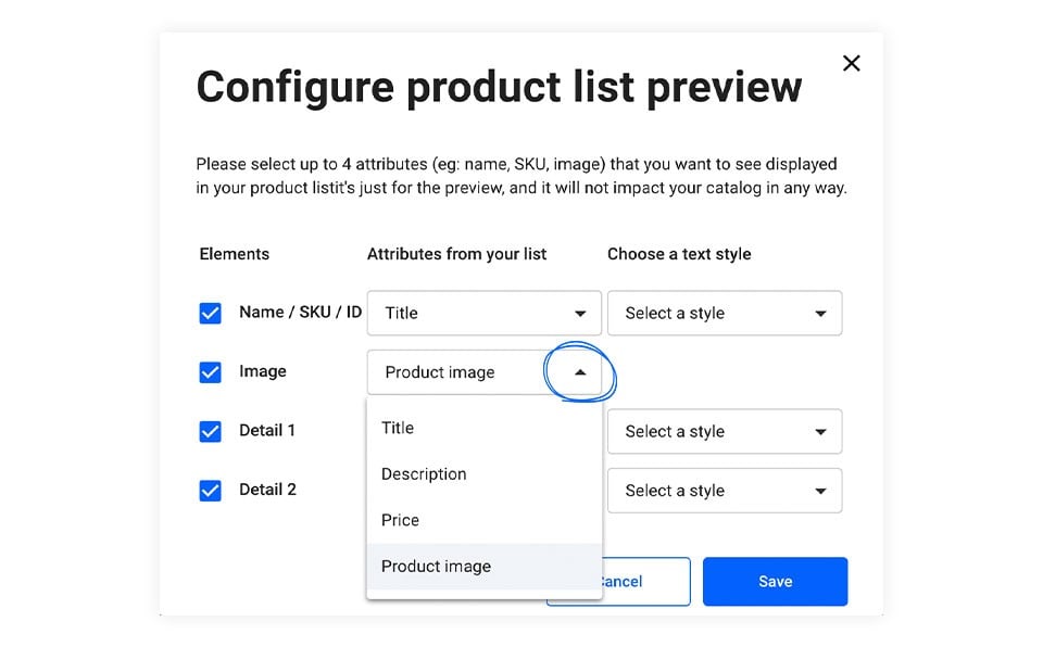 configure the product list for automation