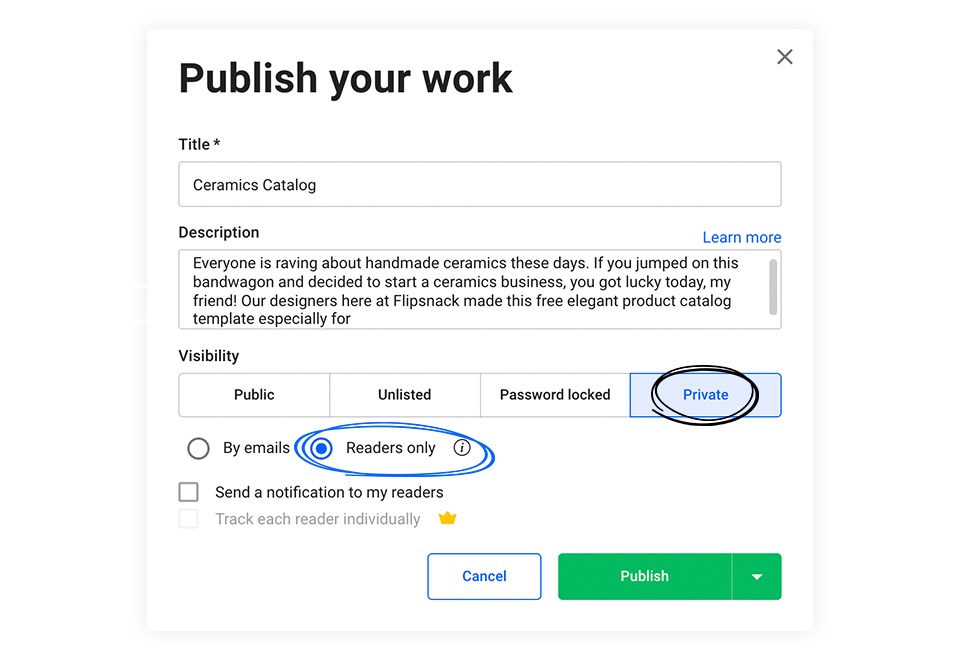 How to publish your work only for your readers in Flipsnack