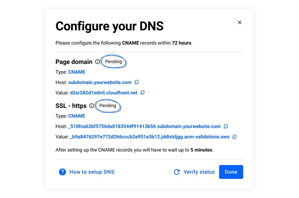 DNS pending status