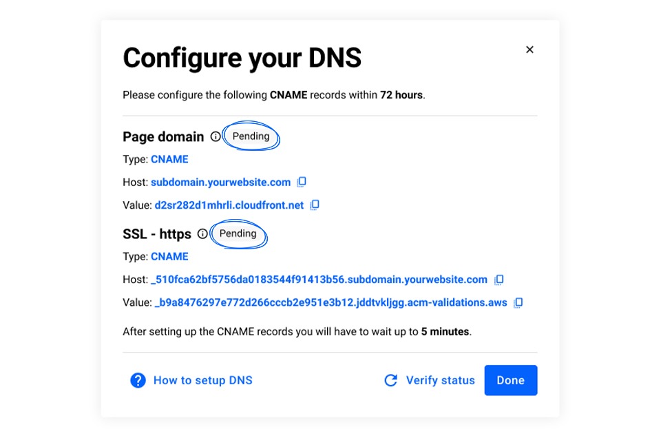 DNS pending status