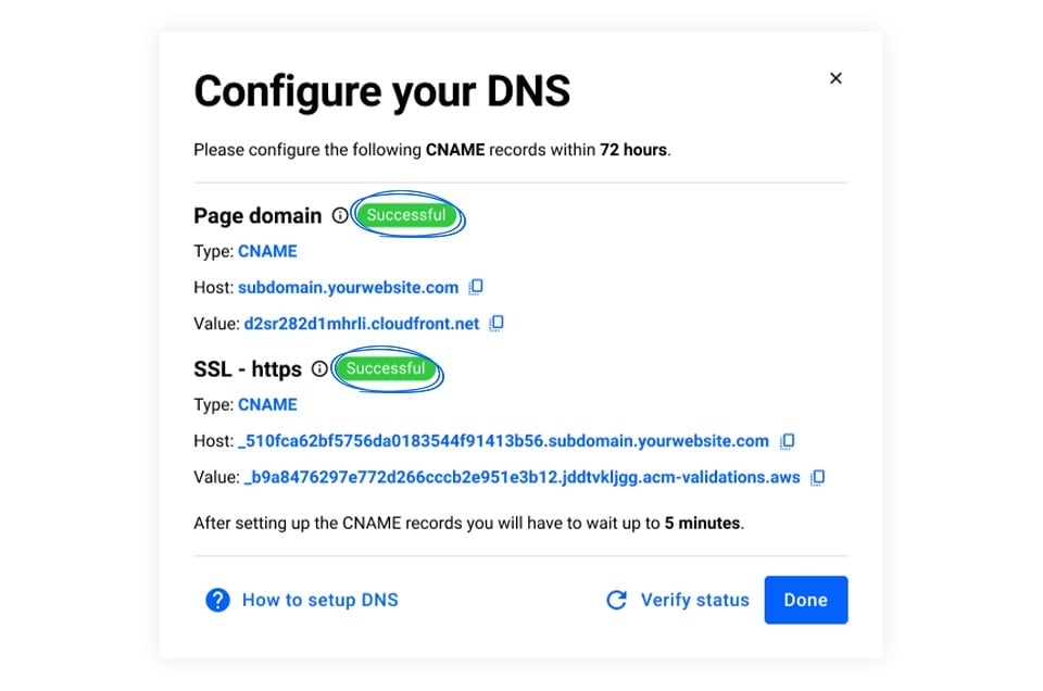 DNS successful status