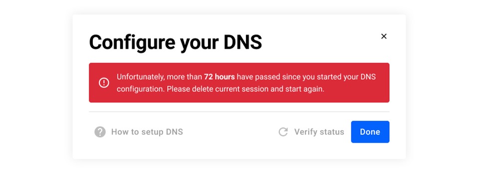 DNS Validation timeout status