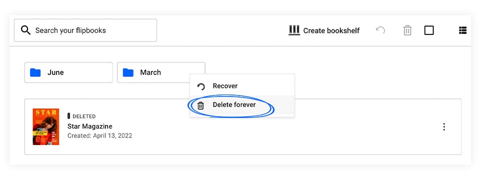 How to delete forever a folder in Flipsnack