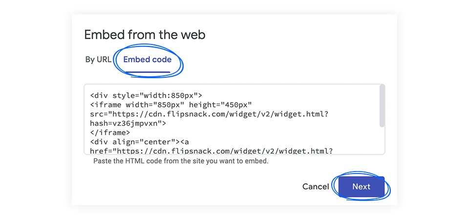 Pasting the embed code in Google sites. 