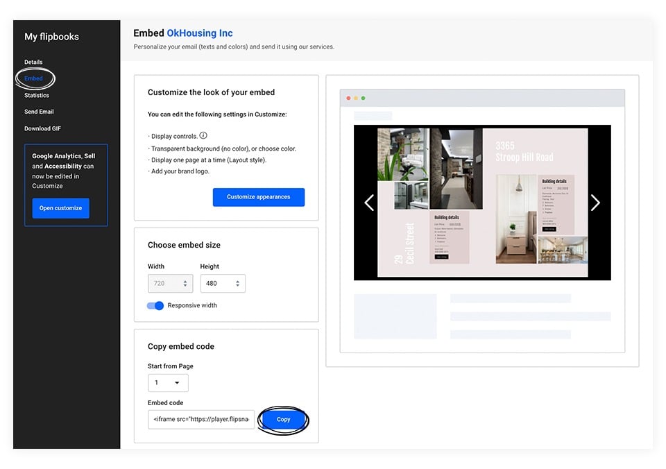 How to copy the embed code of your flipbook