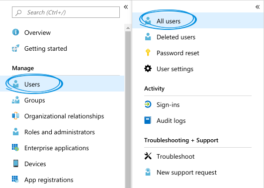 How to find the All users tab in Azure
