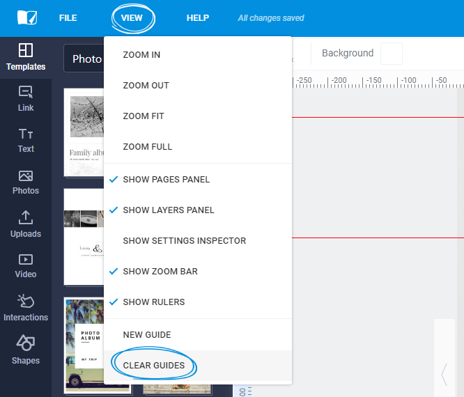 How to clear guides in Design Studio