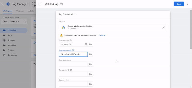 Configure tags in Google tag manager
