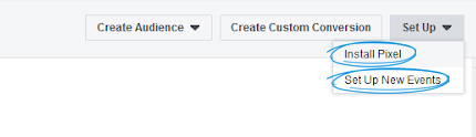 install pixel and set up new events options