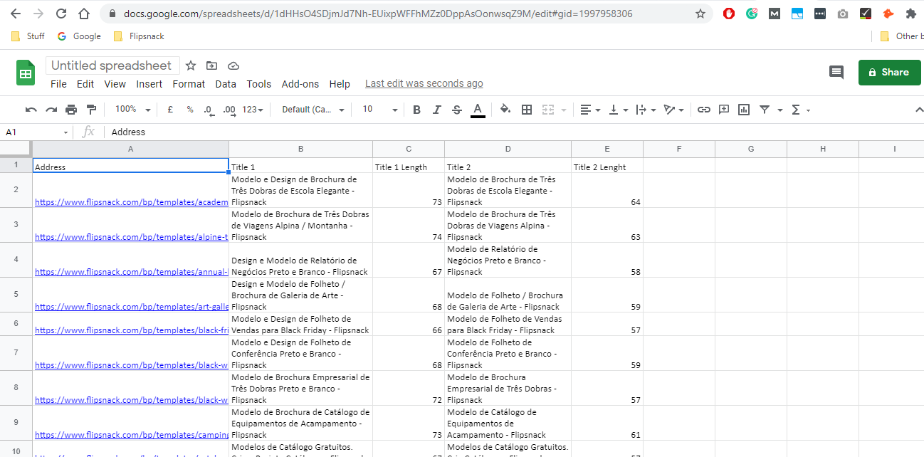 imported CSV file in Google Spreadsheet
