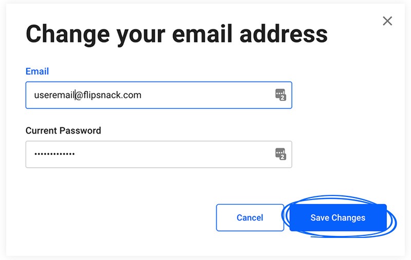 change email address in flipsnack 