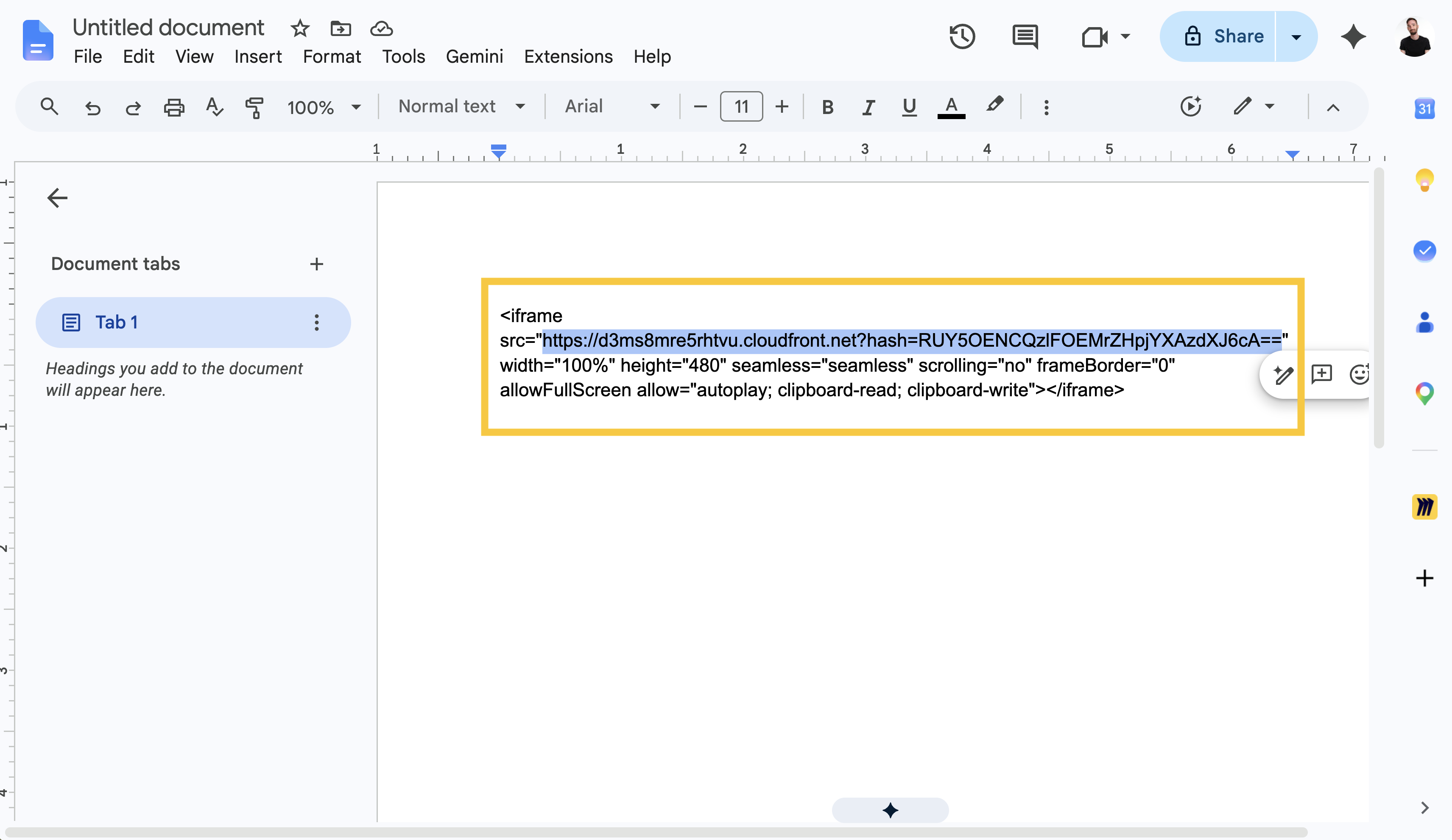 Extract source URL from Flipsnack iframe code