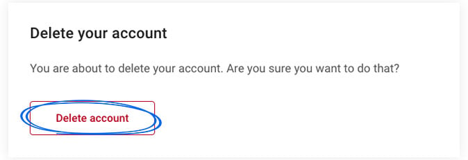 Delete account option in Flipsnack