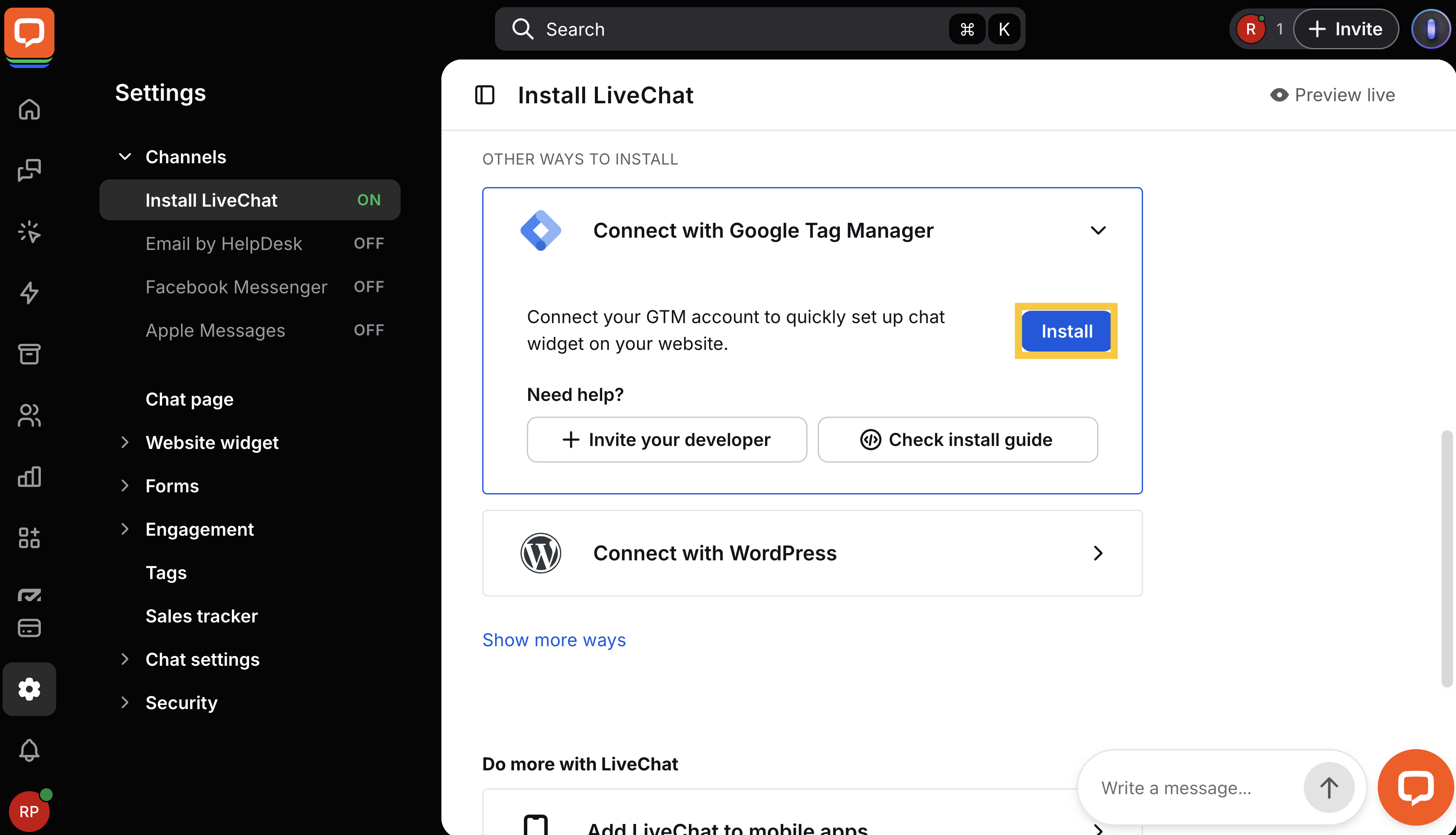 Click Install with Google Tag Manager