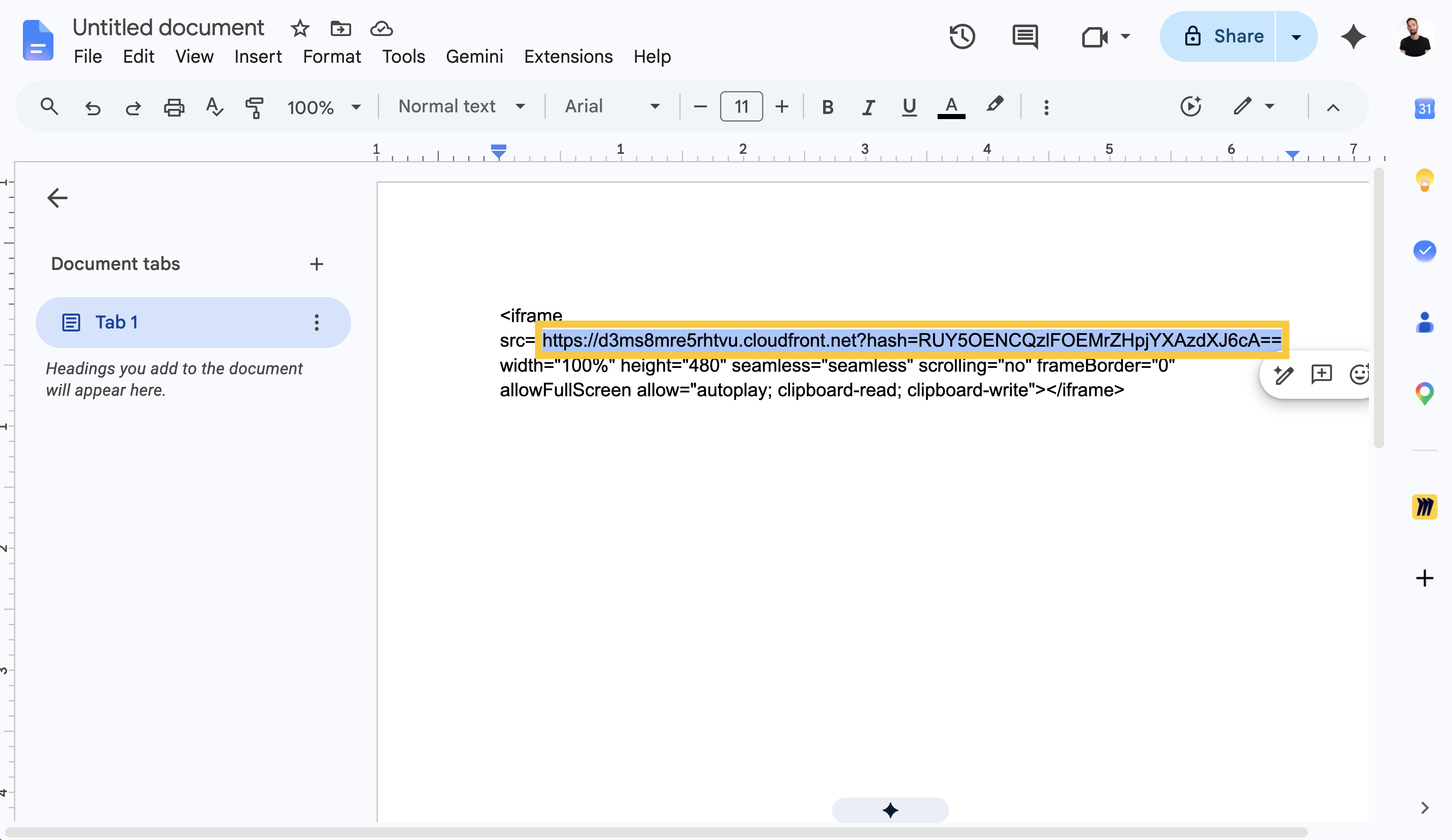 Paste the code into a text editor and extract the source URL
