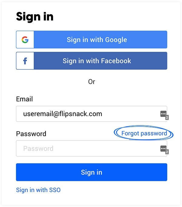 forgot password flipsnack