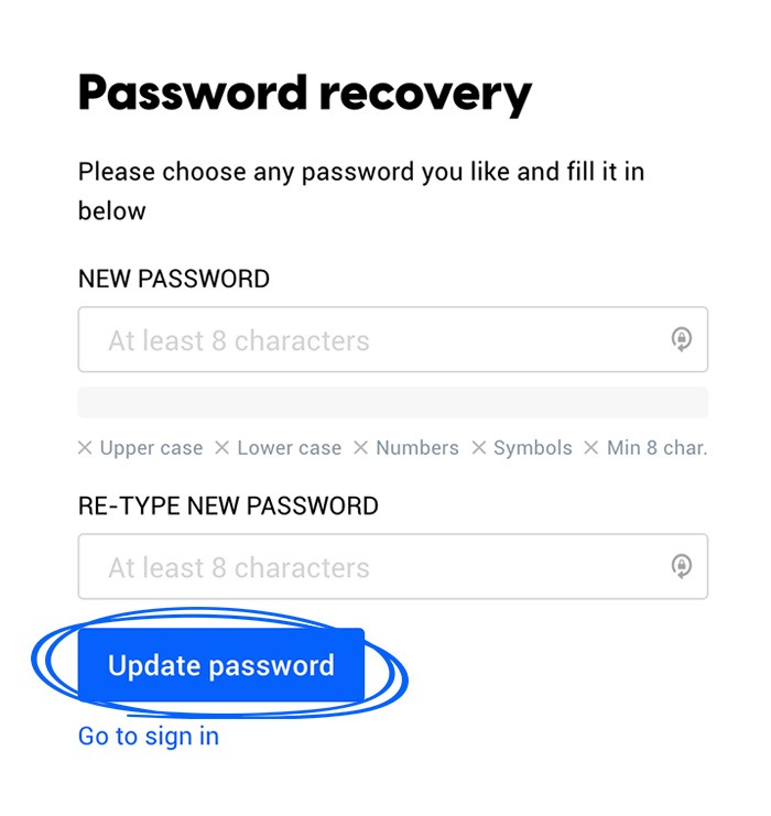 password recovery flipsnack