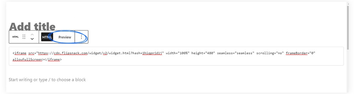 Preview in the HTML block in WordPress