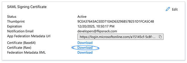 Downloading the raw certificate in Azure