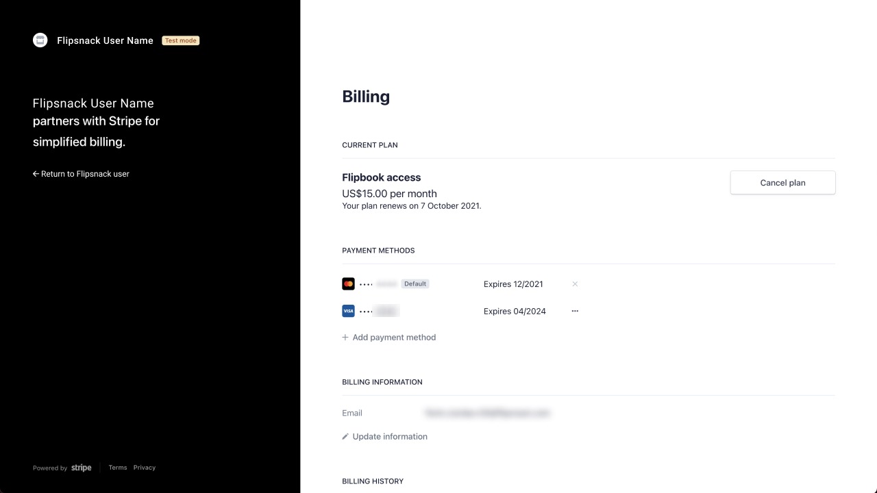 The billing form