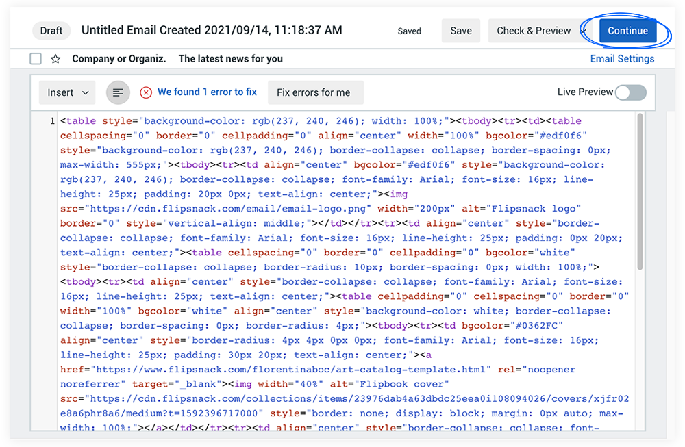 embedding a code in Constant Contact