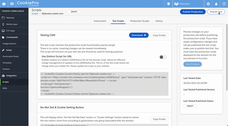 CookiePro Knowledge: OneTrust Settings Overview