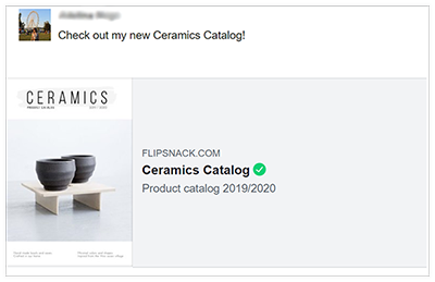 Facebook preview of how your catalogs looks like when shared on facebook