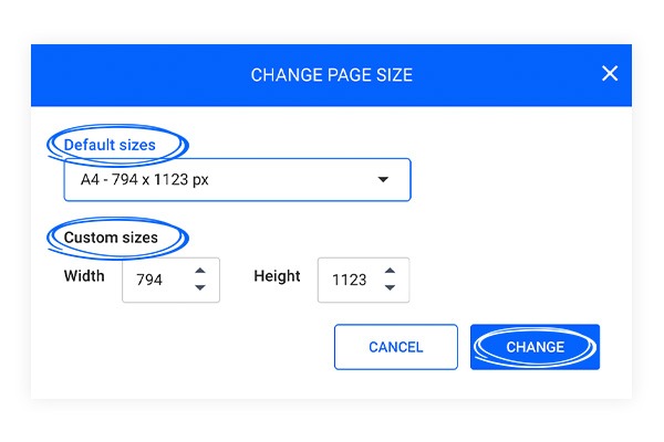Selecting a default flipbook size option available in Design Studio