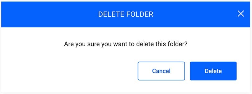 Being sure you want to delete a folder