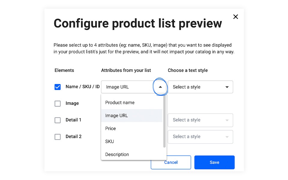 Easy configuration of product list in Flipsnack