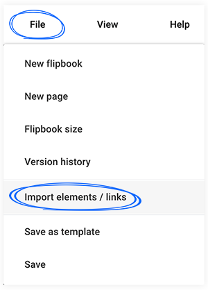 Selecting the Import elements option in Design Studio