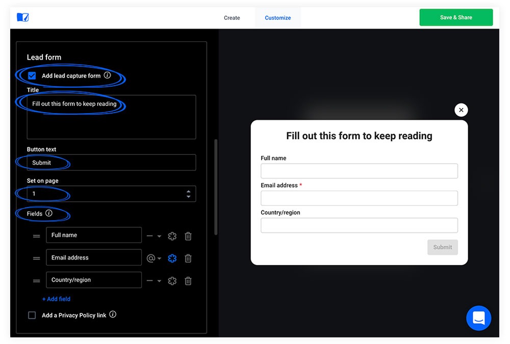 How to add a lead form to your flipbook