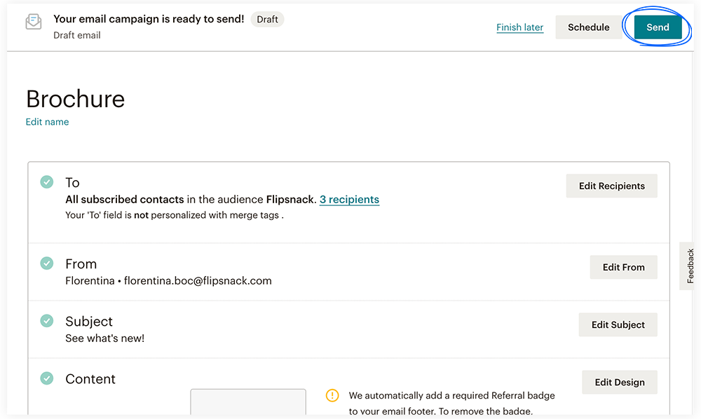 Customizing your email campaign in Mailchimp