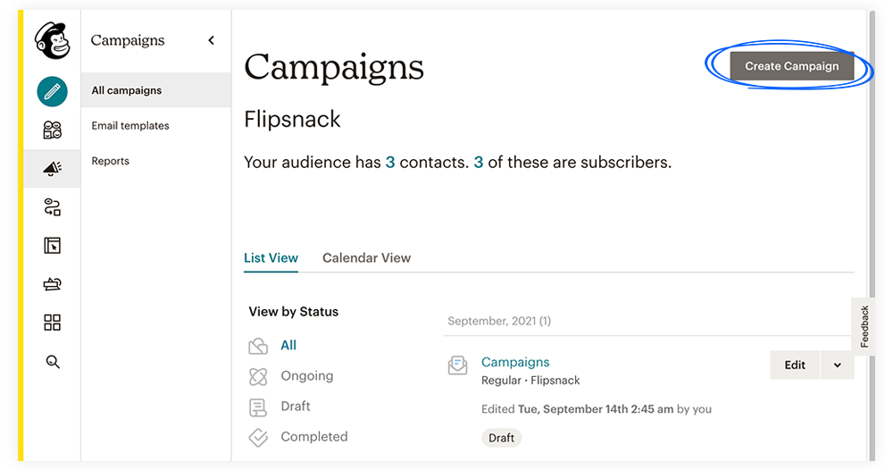Setting up the campaign in Mailchimp
