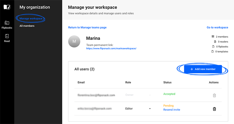 How to manage your workspace in Flipsnack