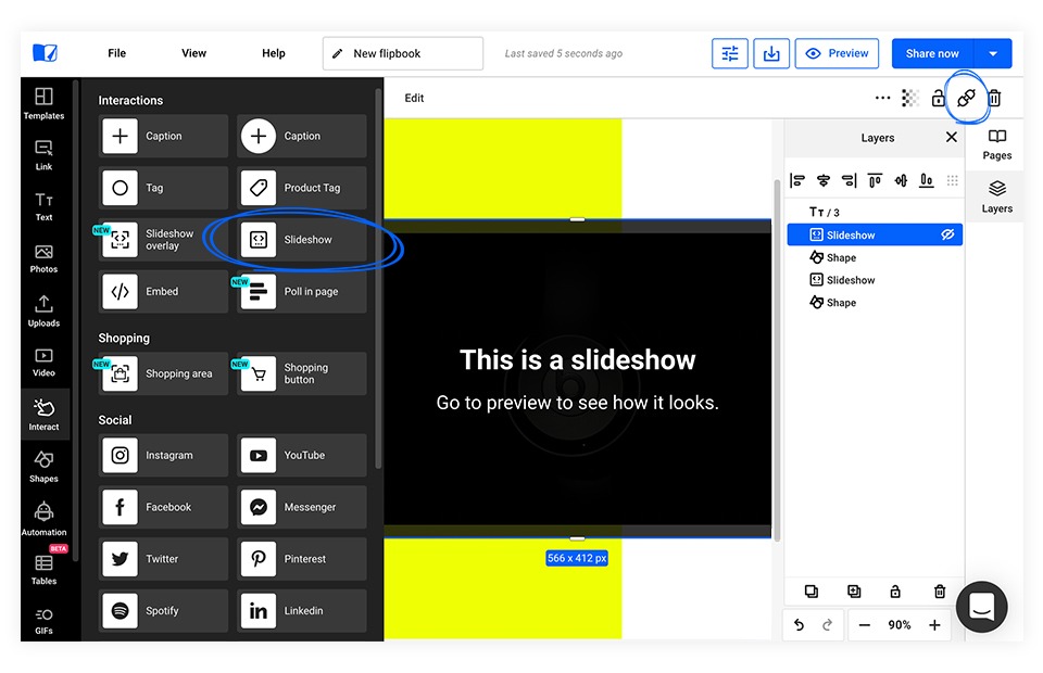 Inserting a photo slideshow presented in Flipsnack