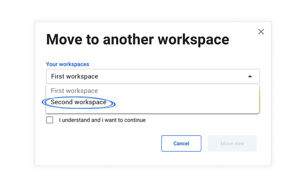 move to another workspace menu flipsnack