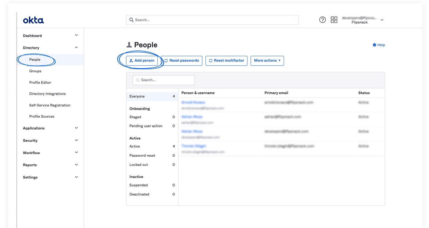 Adding person in Okta