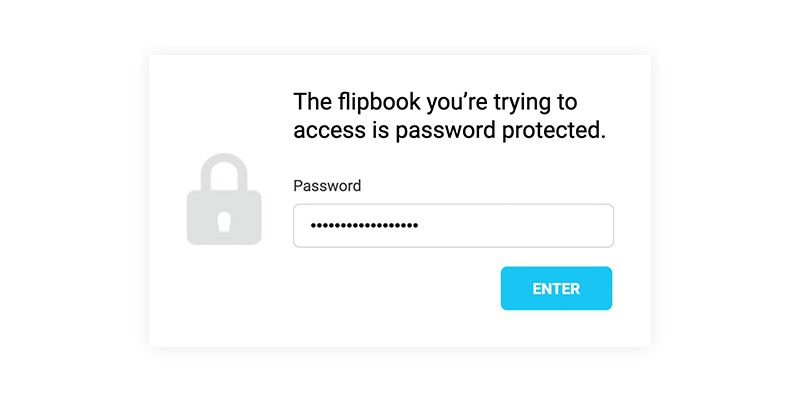 Password-protected flipbooks message presented in Flipsnack