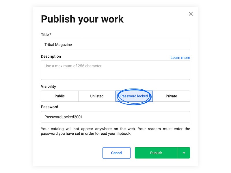Publish your work as password-protected