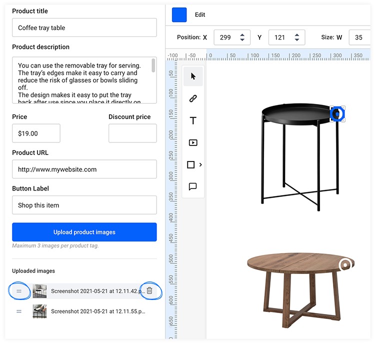 Reordering the product images in Design Studio