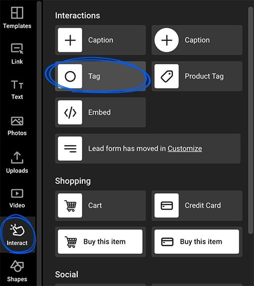 Adding a tag in Design Studio