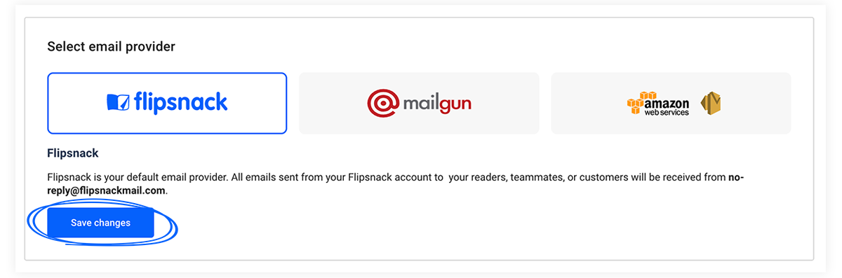 Different email providers in Flipsnack